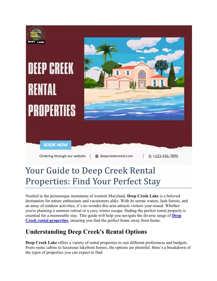 your guide to deep creek rental properties find