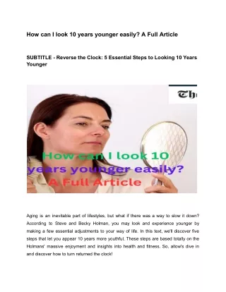 How can I look 10 years younger easily (1)