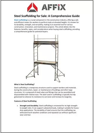 steel scaffolding for sale a comprehensive guide