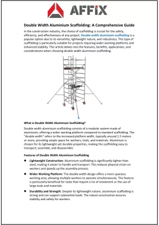 double width aluminium scaffolding