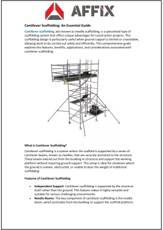cantilever scaffolding an essential guide