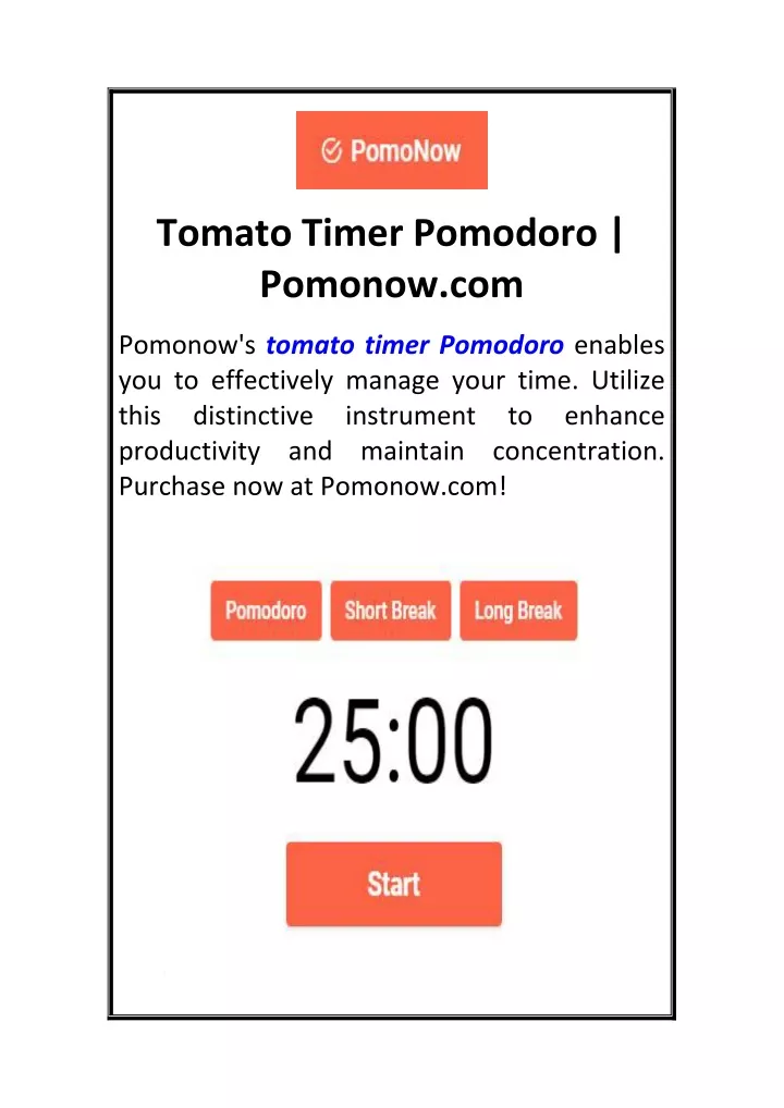 tomato timer pomodoro pomonow com