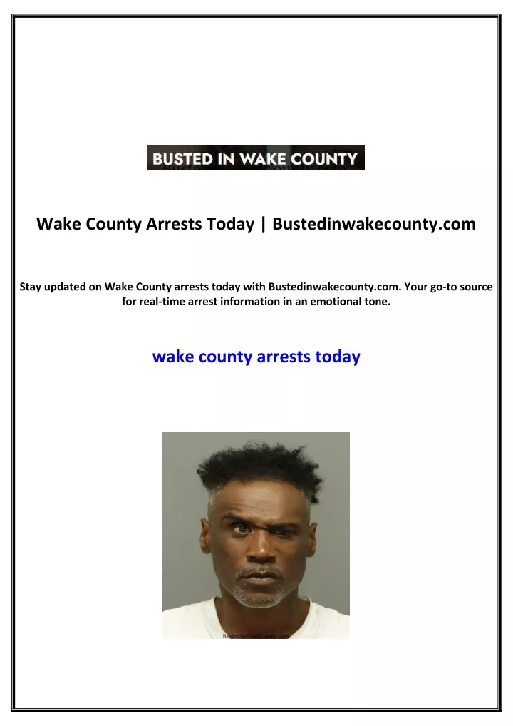 PPT Wake County Arrests Today PowerPoint