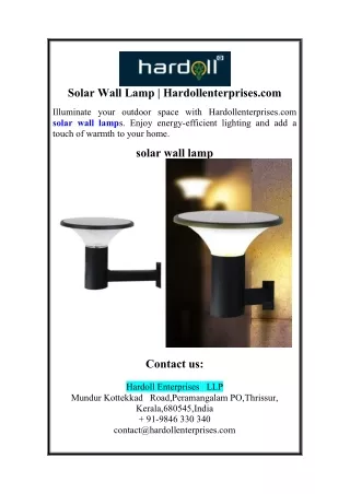 Solar Wall Lamp | Hardollenterprises.com