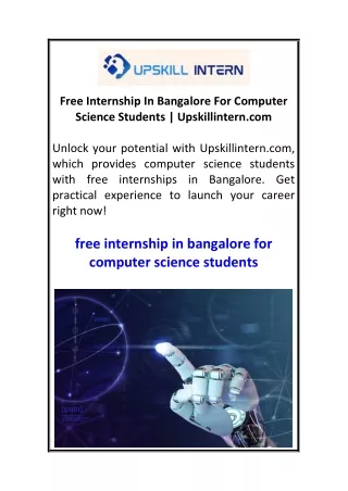 Free Internship In Bangalore For Computer Science Students  Upskillintern.com