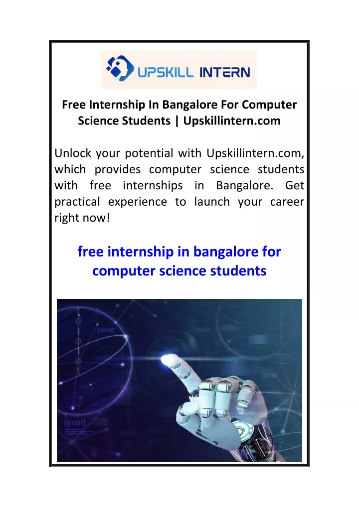 free internship in bangalore for computer science