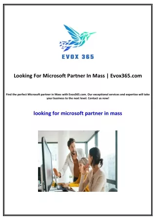 Looking For Microsoft Partner In Mass | Evox365.com