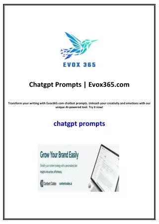 Chatgpt Prompts | Evox365.com