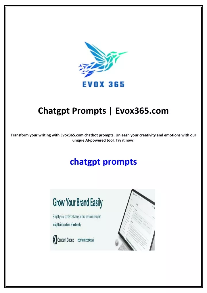 chatgpt prompts evox365 com