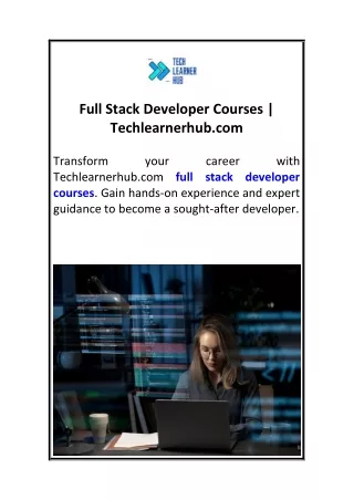 Full Stack Developer Courses  Techlearnerhub.com