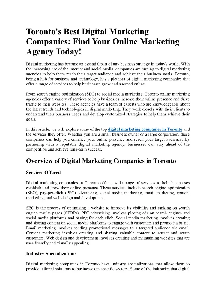 toronto s best digital marketing companies find