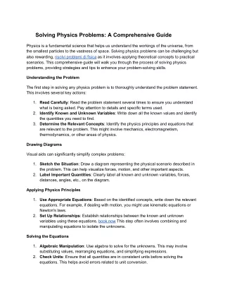 solving physics problems a comprehensive guide