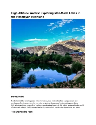 High Altitude Waters_ Exploring Man-Made Lakes in the Himalayan Heartland