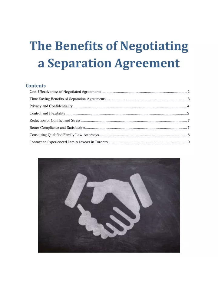 the benefits of negotiating a separation agreement