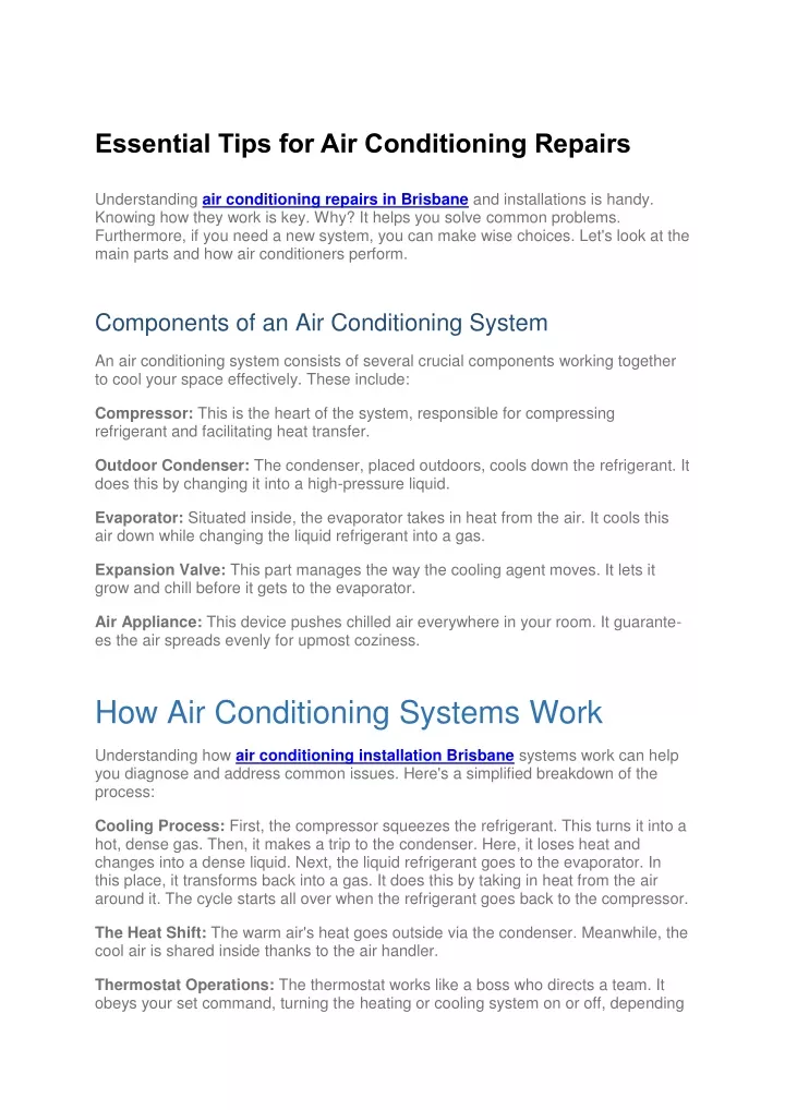 essential tips for air conditioning repairs