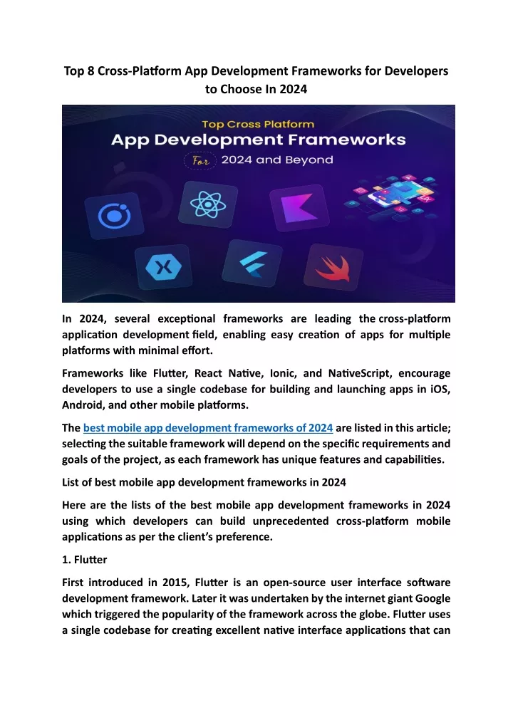 PPT - Top 8 Cross-Platform App Development Frameworks for Developers to ...