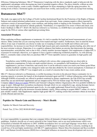 Procedure Supplement Security: What's The Harm With Sarms?
