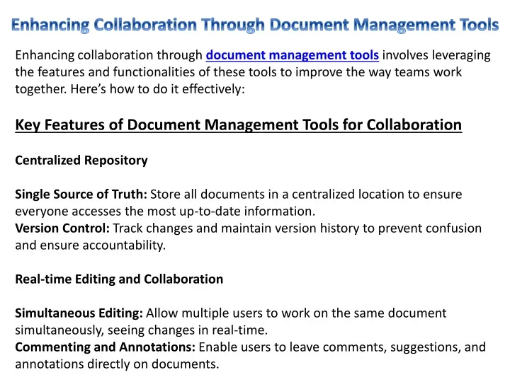 enhancing collaboration through document