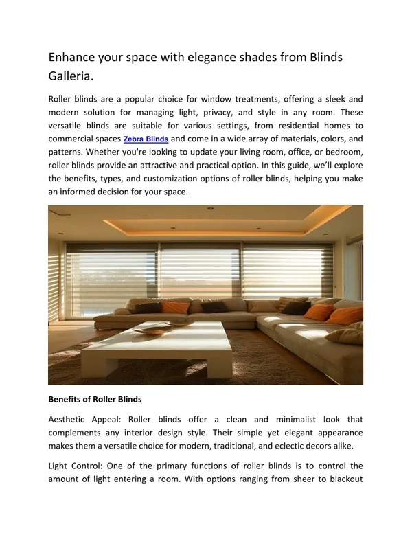 PPT - Enhance your space with elegance shades from Blinds Galleria ...