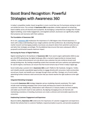 Powerful Strategies with Awareness 360