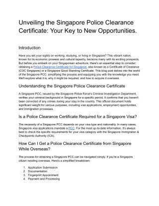 Unveiling the Singapore Police Clearance Certificate_ Your Key to New Opportunities