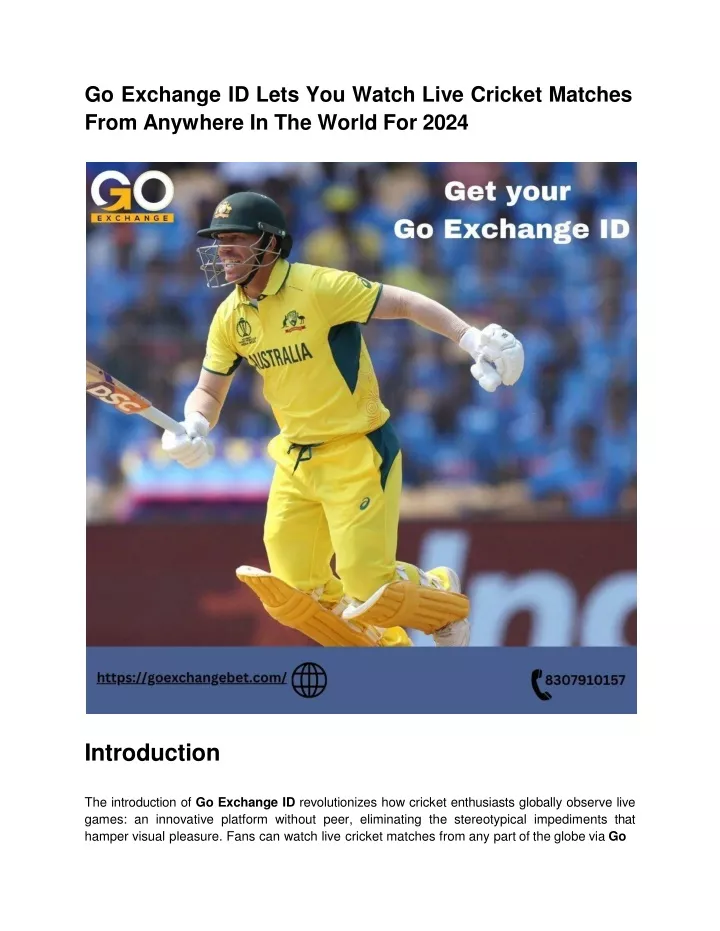 go exchange id lets you watch live cricket