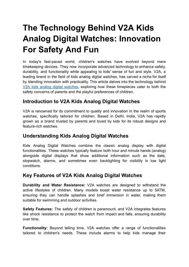 the technology behind v2a kids analog digital