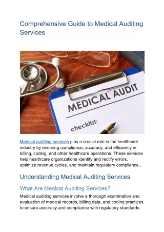 Comprehensive Guide to Medical Auditing Services