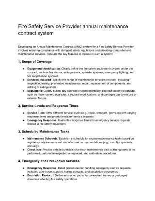 Fire Safety Service Provider annual maintenance contract system