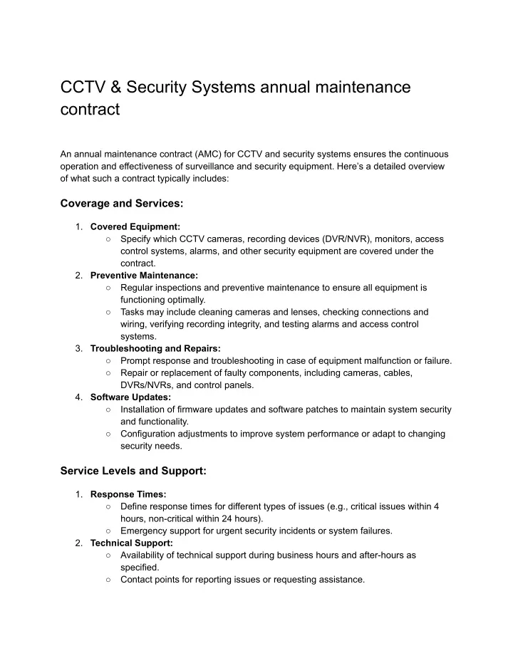 PPT - CCTV & Security Systems annual maintenance contract PowerPoint ...