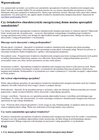 Czy świadectwo charakterystyki energetycznej domu można sporządzić samodzielnie?