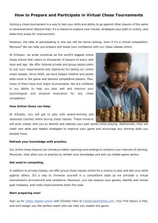 How to Prepare and Participate in Virtual Chess Tournaments
