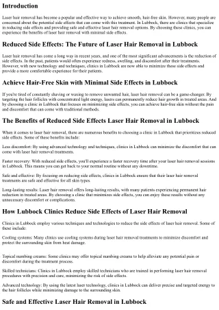 Experience Fewer Side Effects with Laser Hair Removal in Lubbock