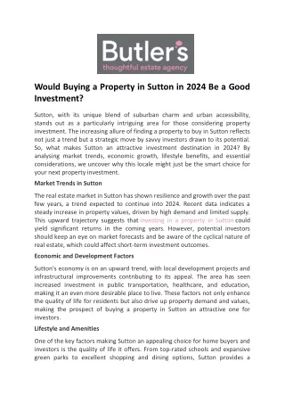 would buying a property in sutton in 2024