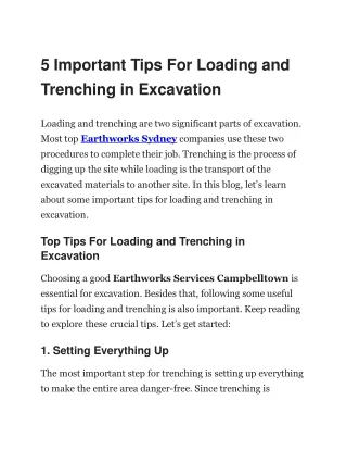 5 Important Tips For Loading and Trenching in Excavation