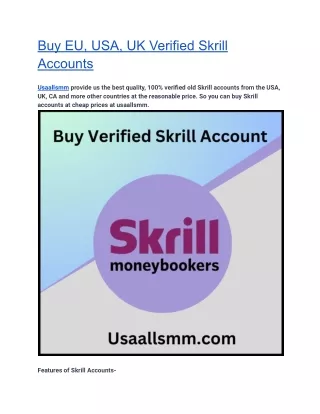 Where is the best place to buy verified Skrill accounts_