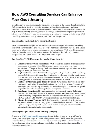how aws consulting services can enhance your
