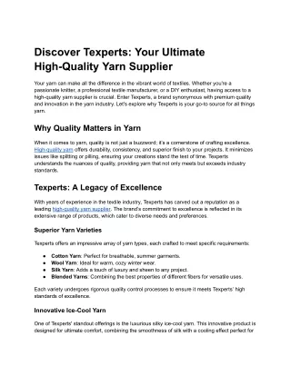Discover Texperts_ Your Ultimate High-Quality Yarn Supplier