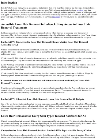 Laser Hair Removal for Every Skin Type in Lubbock: Tailored Solutions for All