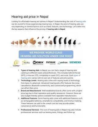hearing aid prices in Nepal