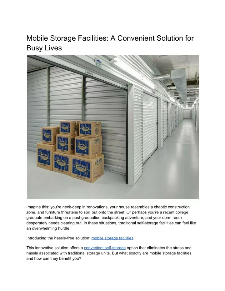 mobile storage facilities a convenient solution