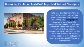 Discovering Excellence - Top MBA Colleges