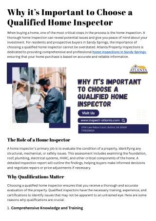 Why it’s Important to Choose a Qualified Home Inspector