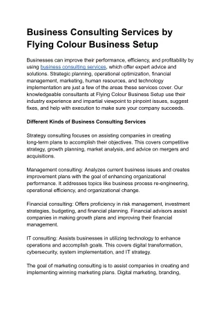 business consulting services by flying colour