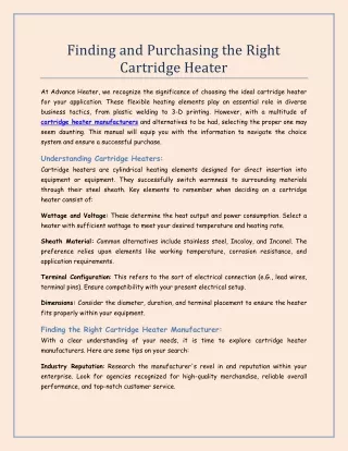 finding and purchasing the right cartridge heater