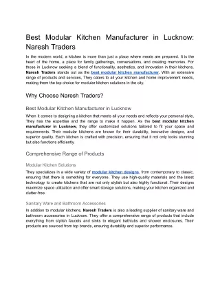 Best Modular Kitchen Manufacturer in Lucknow_ Naresh Traders