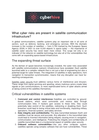 what cyber risks are present in satellite