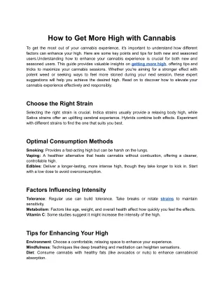 How To Get More High