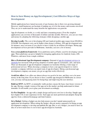How to save money on app development Cost Effective Ways of App Development