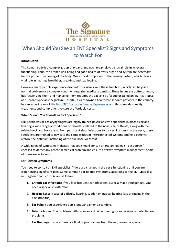 when should you see an ent specialist signs